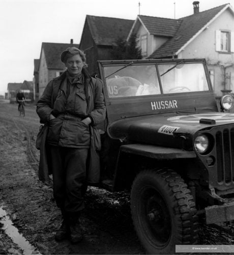 Lee Miller and US army jeep @ Lee Miller Archives