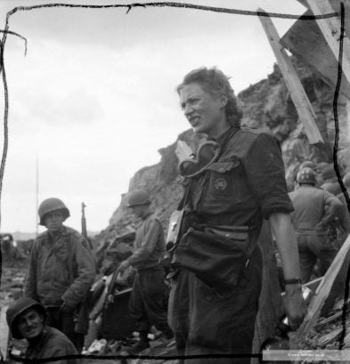 Lee Miller at entrance to St Malo fortress @ Lee Miller Archives